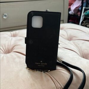 Kate Spade Black Phone Case with Gold Accents. For IPhone 12